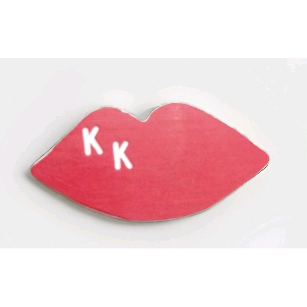 VTG Red Lips KK Kiss-Kiss Initial Lapel Pin Pinback Valentines Day Pin